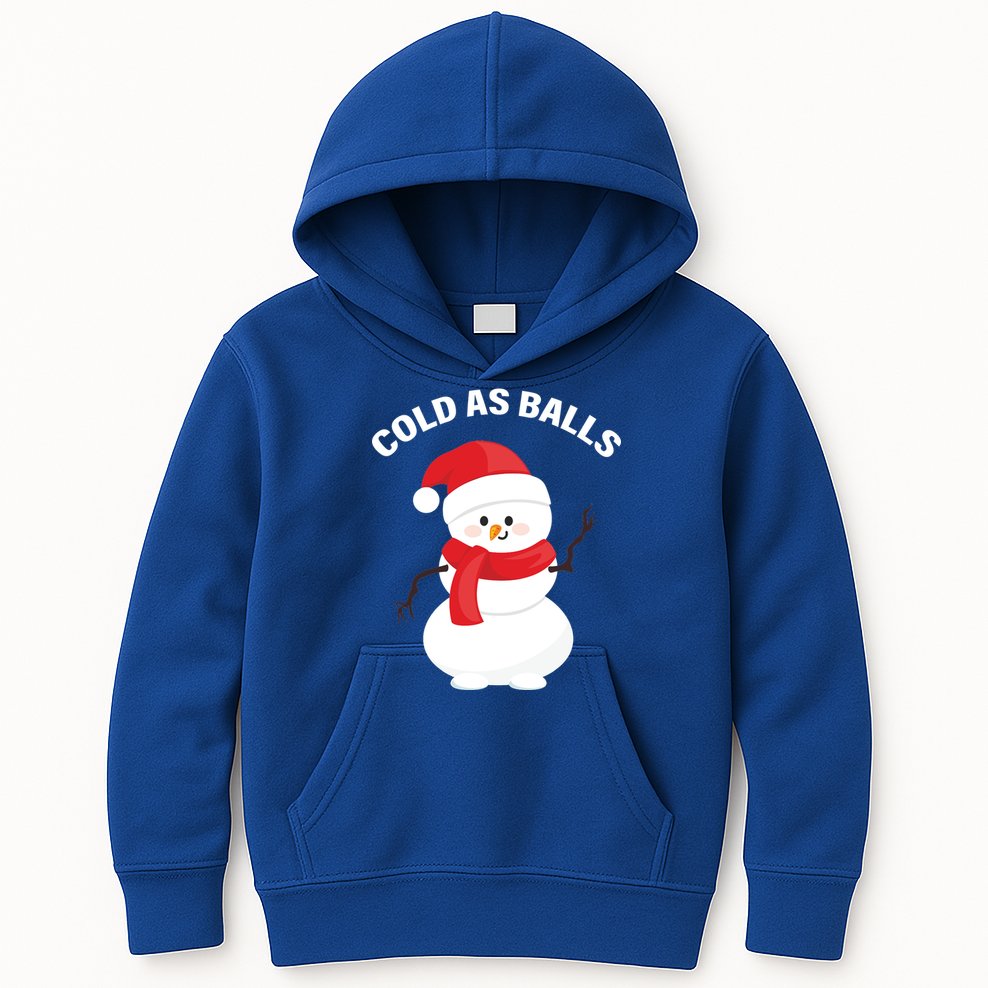 Cold As Balls Winter Snowman Kids Hoodie
