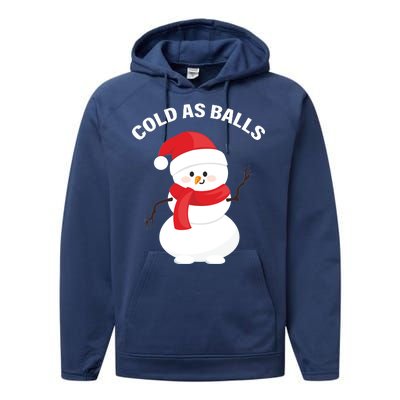 Cold As Balls Winter Snowman Performance Fleece Hoodie