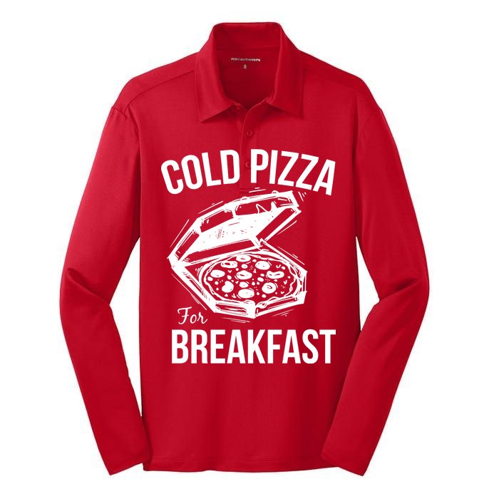 Cold Pizza For Breakfast Silk Touch Performance Long Sleeve Polo