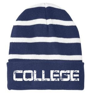 COLLEGE Animal House Frat Party Striped Beanie with Solid Band