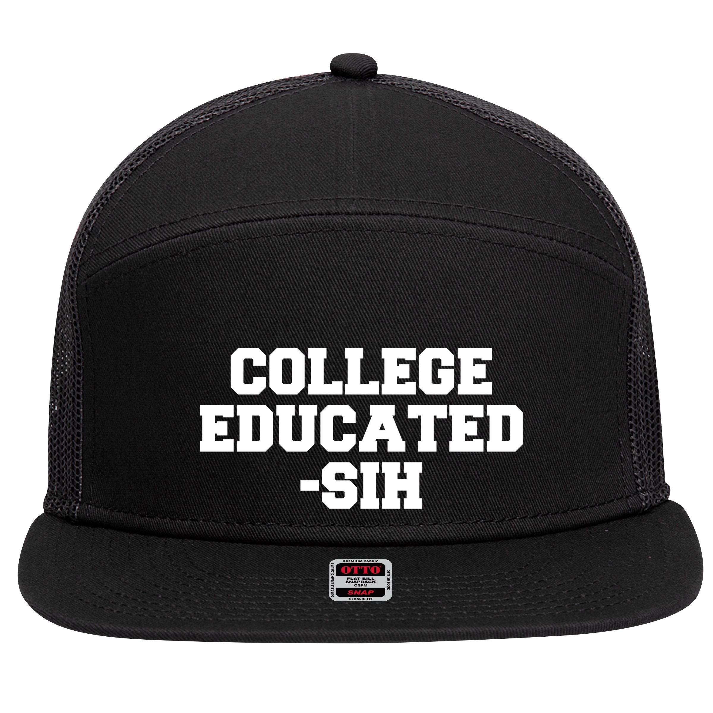 College Educated-ish 7 Panel Mesh Trucker Snapback Hat