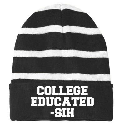 College Educated-ish Striped Beanie with Solid Band