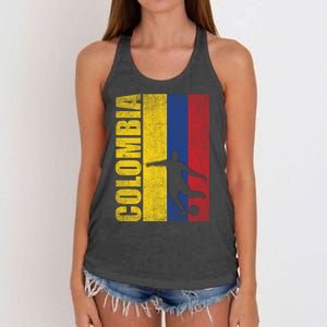 Colombia Flag Soccer World Cup Women's Knotted Racerback Tank