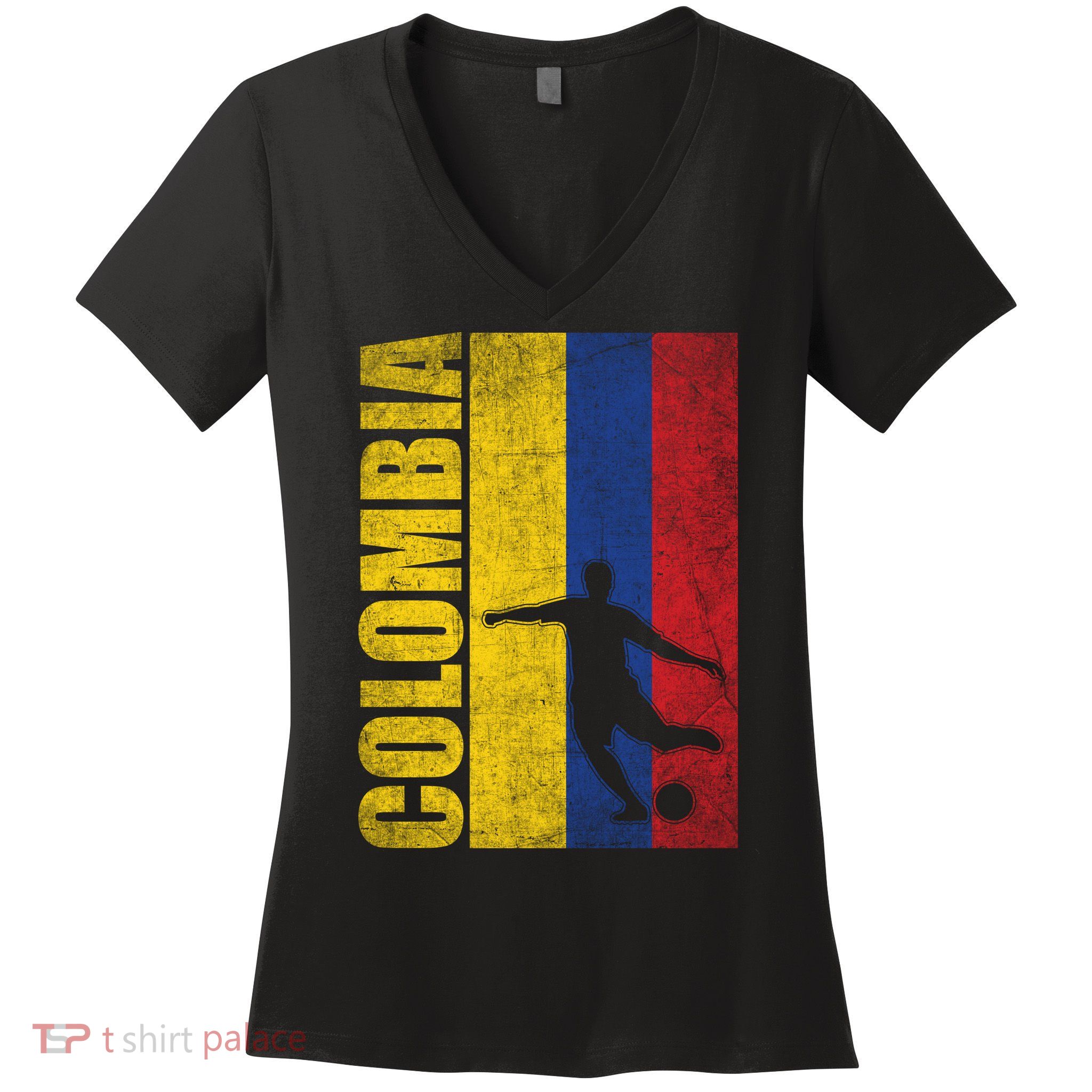 Colombia Flag Soccer World Cup Women's V-Neck T-Shirt