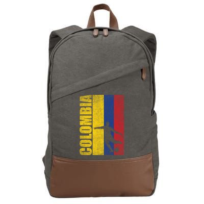 Colombia Flag Soccer World Cup Cotton Canvas Backpack