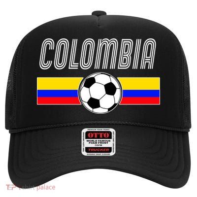 Colombia Futball Soccer Ball Logo High Crown Mesh Back Trucker Hat
