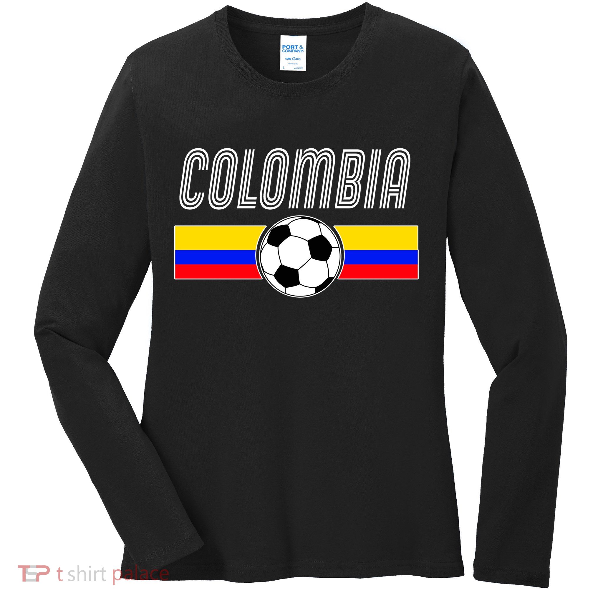 Colombia Futball Soccer Ball Logo Ladies Long Sleeve Shirt
