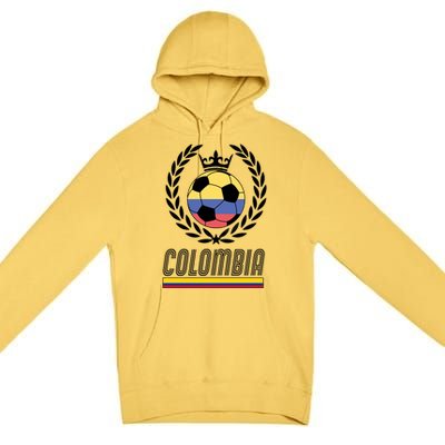 Colombia Soccer Flag Emblem Premium Pullover Hoodie