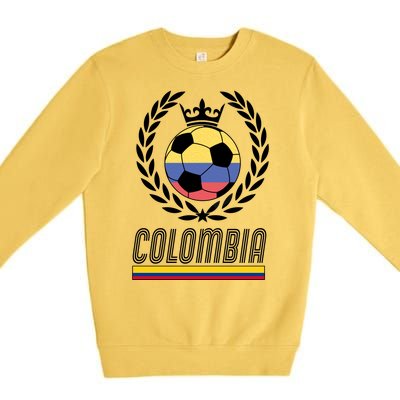 Colombia Soccer Flag Emblem Premium Crewneck Sweatshirt