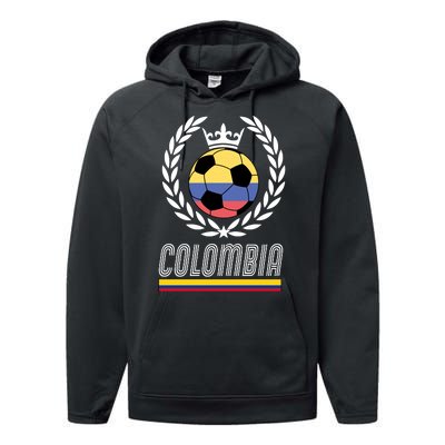 Colombia Soccer Flag Emblem Performance Fleece Hoodie