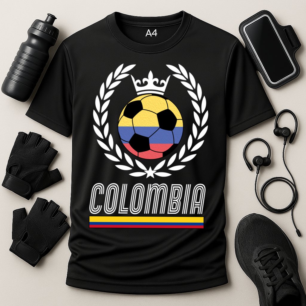 Colombia Soccer Flag Emblem Cooling Performance Crew T-Shirt