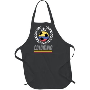 Colombia Soccer Flag Emblem Full-Length Apron With Pockets