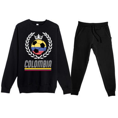 Colombia Soccer Flag Emblem Premium Crewneck Sweatsuit Set