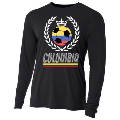 Colombia Soccer Flag Emblem Cooling Performance Long Sleeve Crew