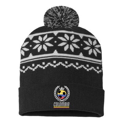 Colombia Soccer Flag Emblem USA-Made Snowflake Beanie