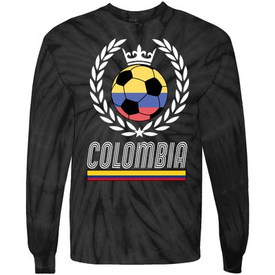 Colombia Soccer Flag Emblem Tie-Dye Long Sleeve Shirt