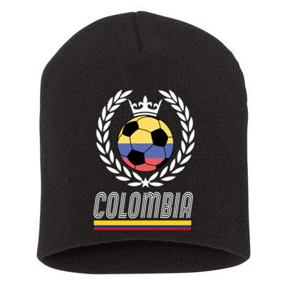 Colombia Soccer Flag Emblem Short Acrylic Beanie