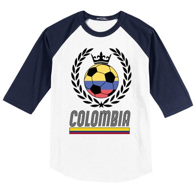 Colombia Soccer Flag Emblem Baseball Sleeve Shirt