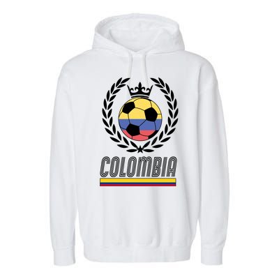 Colombia Soccer Flag Emblem Garment-Dyed Fleece Hoodie