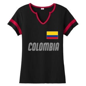 Colombia Soccer Jersey Flag Ladies Halftime Notch Neck Tee