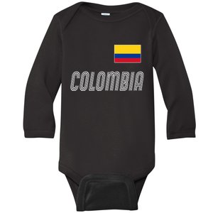 Colombia Soccer Jersey Flag Baby Long Sleeve Bodysuit