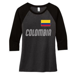 Colombia Soccer Jersey Flag Women's Tri-Blend 3/4-Sleeve Raglan Shirt