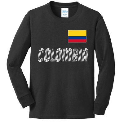 Colombia Soccer Jersey Flag Kids Long Sleeve Shirt