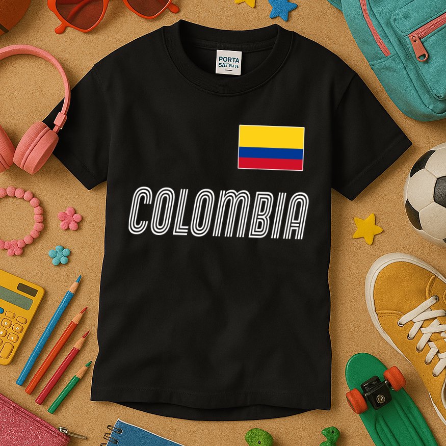 Colombia Soccer Jersey Flag Kids T-Shirt