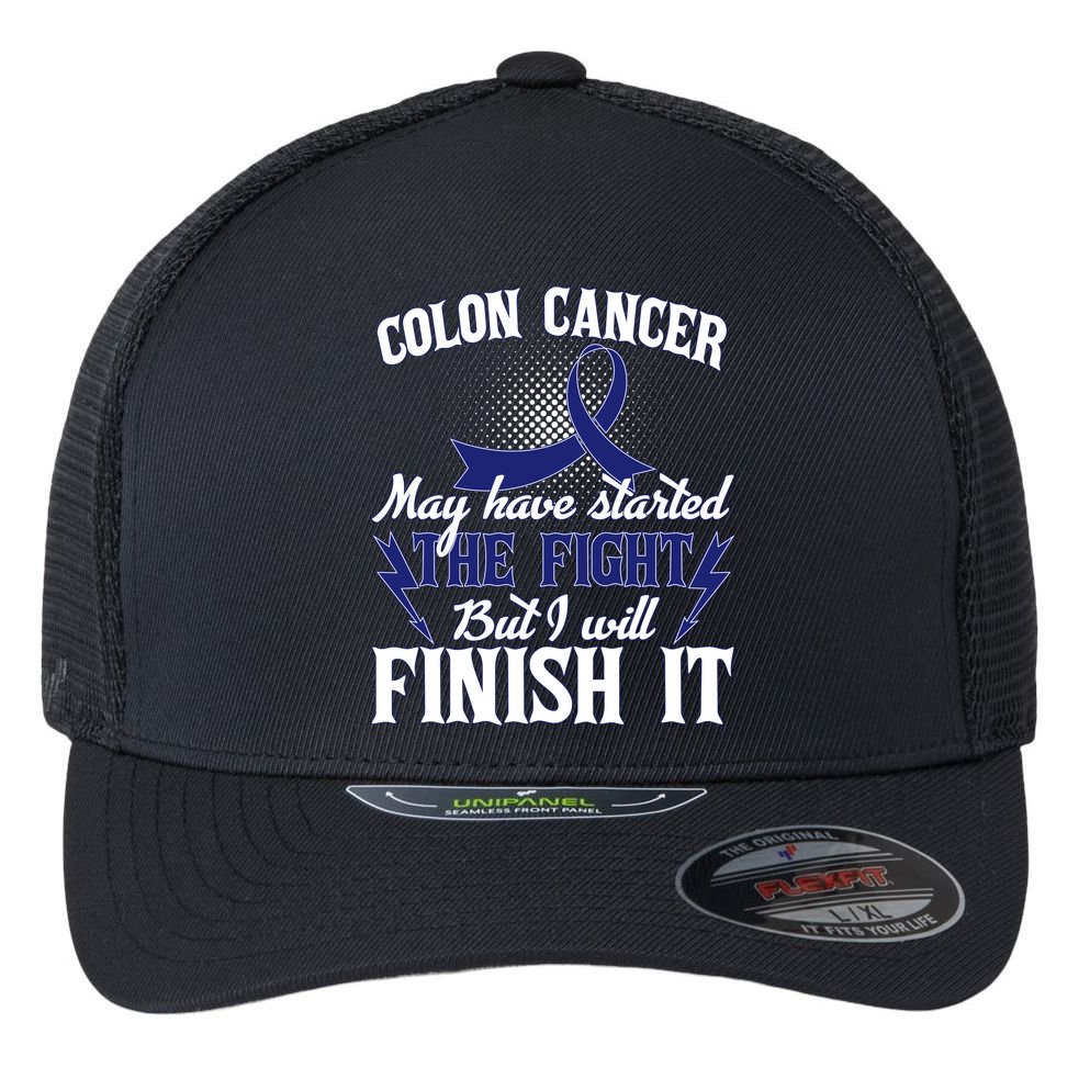 Colon Cancer Awareness Finish The Fight Flexfit Unipanel Trucker Cap