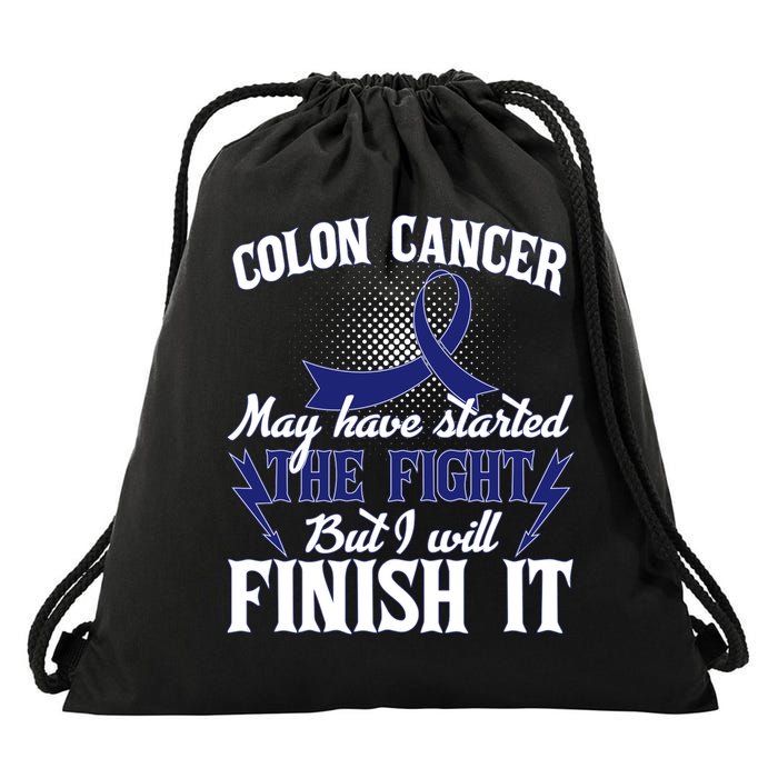 Colon Cancer Awareness Finish The Fight Drawstring Bag