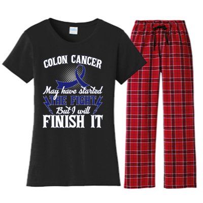 Colon Cancer Awareness Finish The Fight Women's Flannel Pajama Set