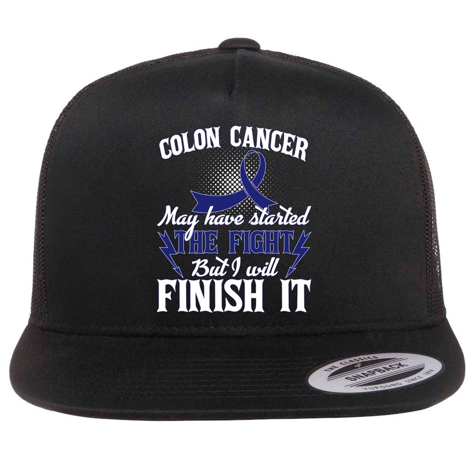 Colon Cancer Awareness Finish The Fight Flat Bill Trucker Hat