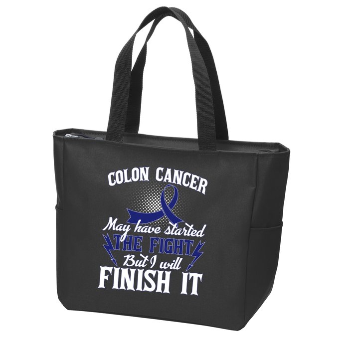 Colon Cancer Awareness Finish The Fight Zip Tote Bag