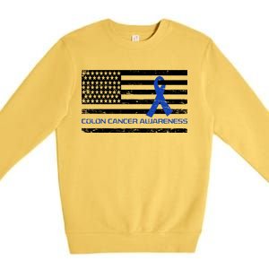 Colon Cancer Awareness Flag Premium Crewneck Sweatshirt