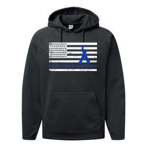 Colon Cancer Awareness Flag Performance Fleece Hoodie