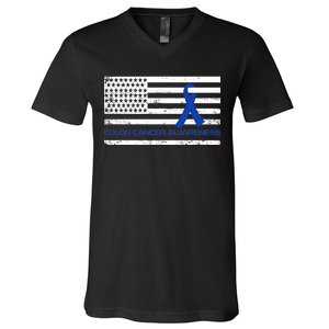 Colon Cancer Awareness Flag V-Neck T-Shirt