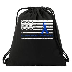 Colon Cancer Awareness Flag Drawstring Bag