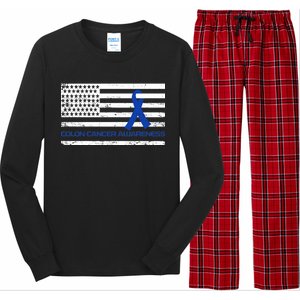 Colon Cancer Awareness Flag Long Sleeve Pajama Set