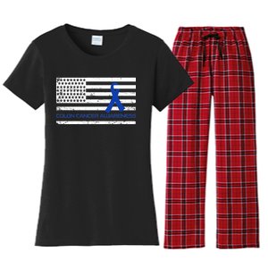 Colon Cancer Awareness Flag Women's Flannel Pajama Set