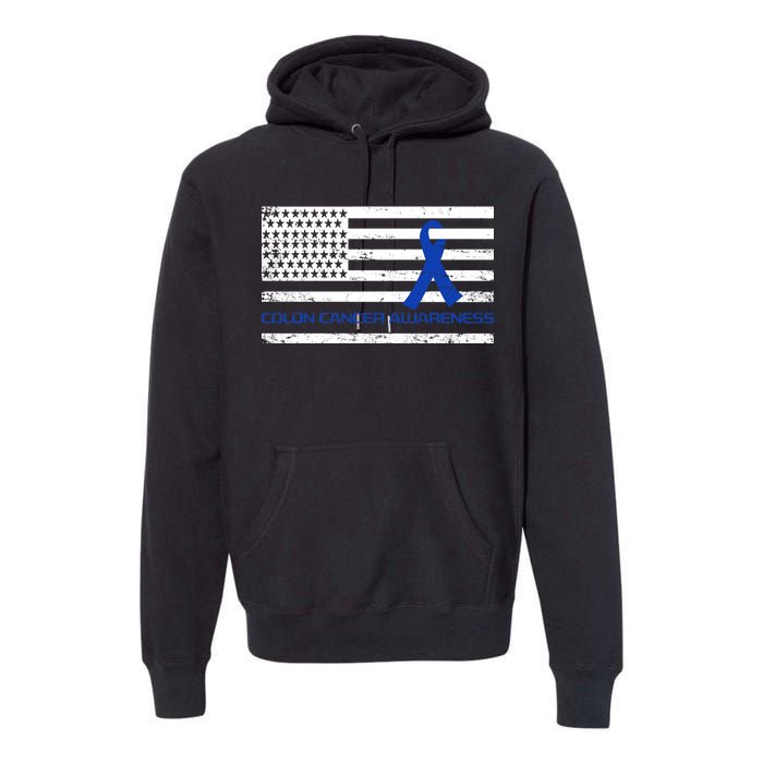 Colon Cancer Awareness Flag Premium Hoodie