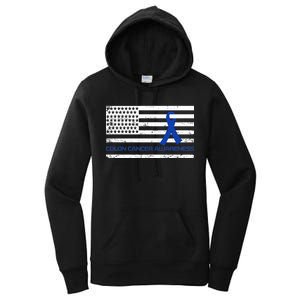 Colon Cancer Awareness Flag Women's Pullover Hoodie