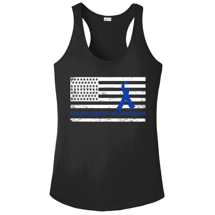 Colon Cancer Awareness Flag Ladies PosiCharge Competitor Racerback Tank