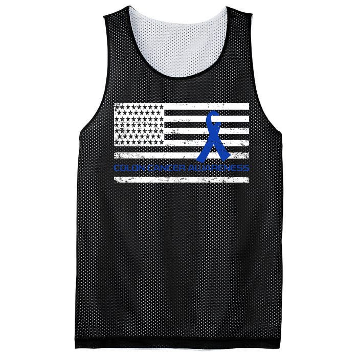 Colon Cancer Awareness Flag Mesh Reversible Basketball Jersey Tank