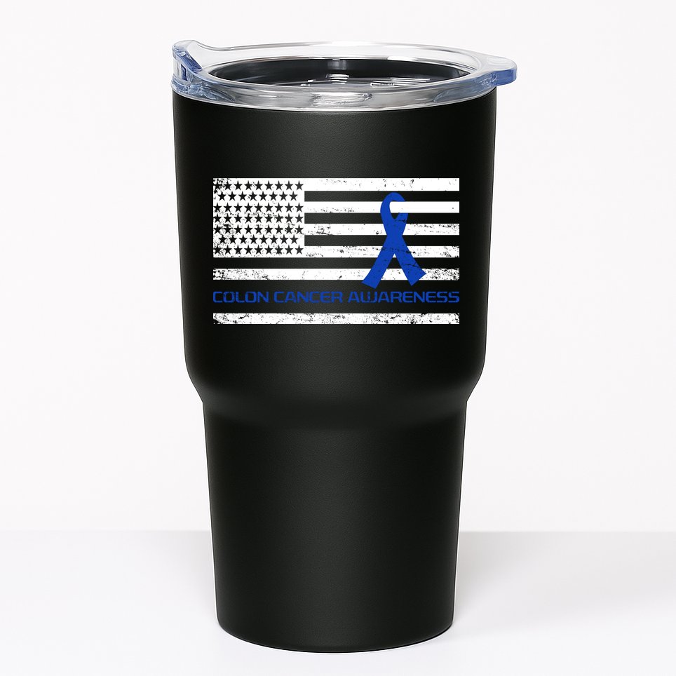 Colon Cancer Awareness Flag Tumbler