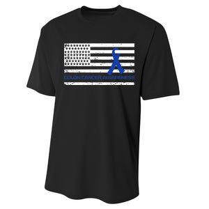 Colon Cancer Awareness Flag Performance Sprint T-Shirt