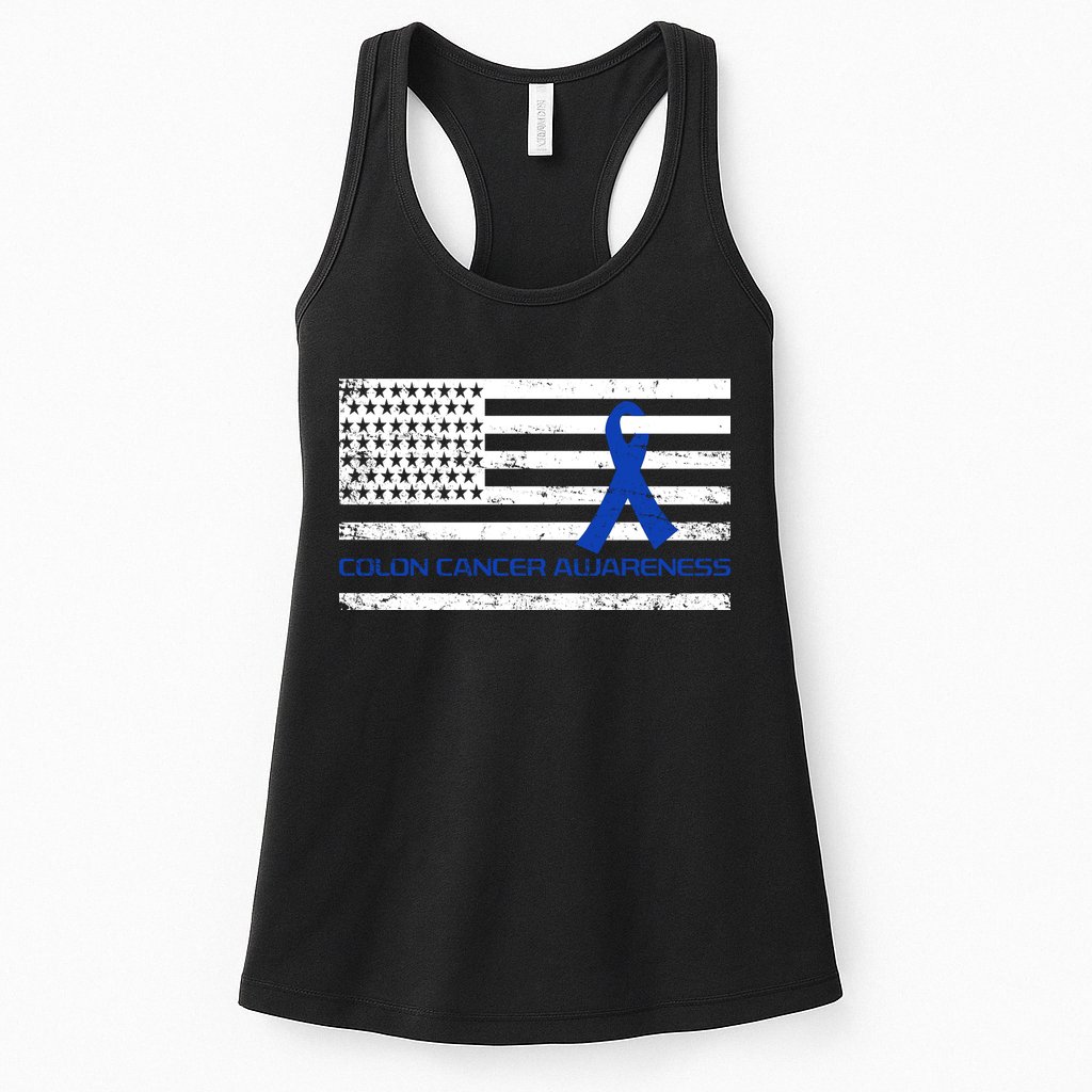 Colon Cancer Awareness Flag Womens Tank Top