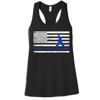 Colon Cancer Awareness Flag Women's Racerback Tank