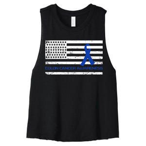 Colon Cancer Awareness Flag Women's Racerback Cropped Tank