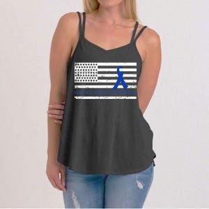 Colon Cancer Awareness Flag Women's Strappy Tank