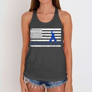 Colon Cancer Awareness Flag Women's Knotted Racerback Tank